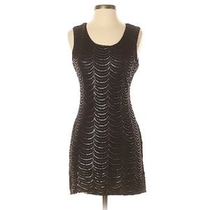 Esley Black Scoop Neckline Cocktail Mini Dress NWT